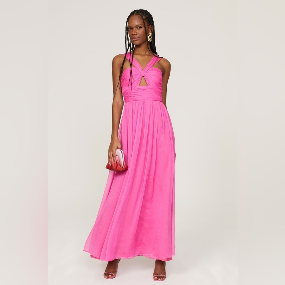 Adam Lippes Knot Front Halter Gown pink‎ sz 2